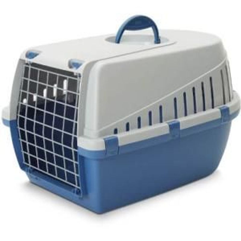 Caisse de transport Savic Trotter 1 bleu pacifique, cage rigide en plastique avec porte avant en fil