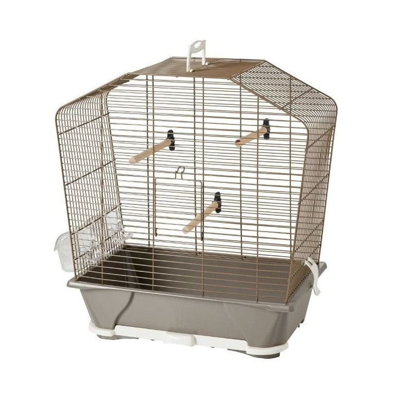 Vue latérale de la cage Savic Camille 30 montrant la poignée de transport et la porte avant avec des