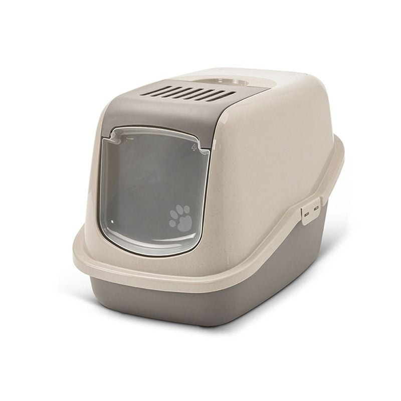 Litière pour chat Savic Nestor Happy Planet au design moderne avec avant pliable, porte battante et 