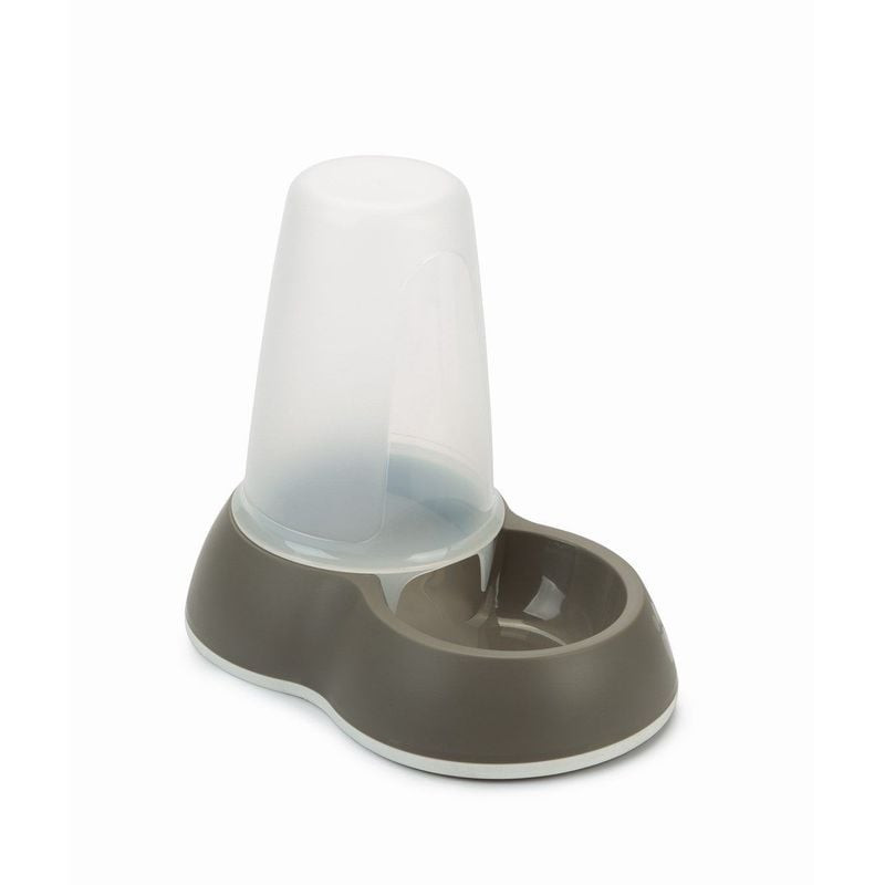 Distributeur automatique SAVIC Loop avec réservoir transparent et bol de nourriture sur fond blanc.