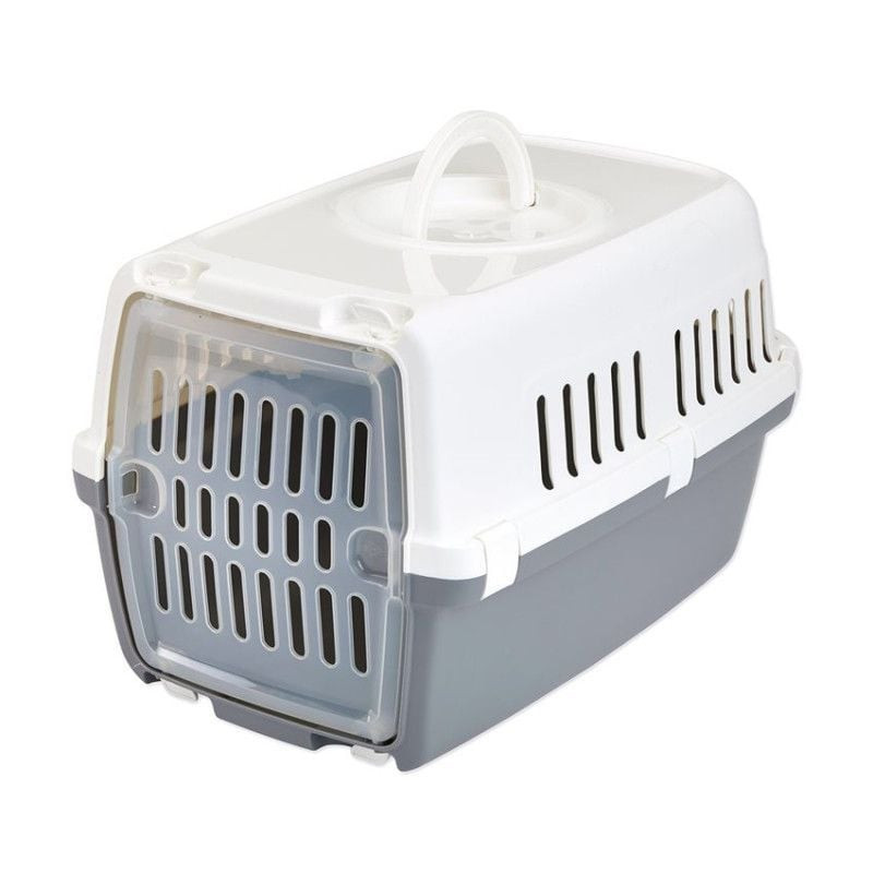 Cage de transport Savic Zephos 1, vue de face avec porte en plastique et fentes d'aération, pour cha