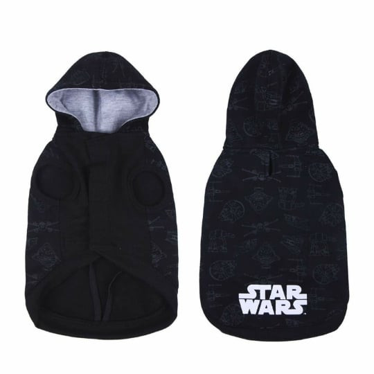 Front view of 1116381 Fan Pets Star Wars Darth Vader dog sweater in black and grey on a white backgr