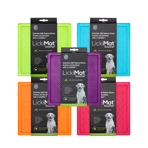 LickiMat Soother licking mat at an angle highlighting its ergonomic design.