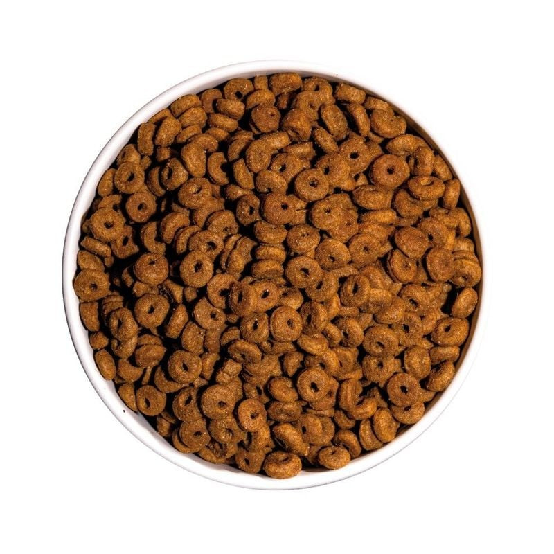 Gros plan des croquettes Ownat Classic Daily Care pour chat montrant la texture et la forme.