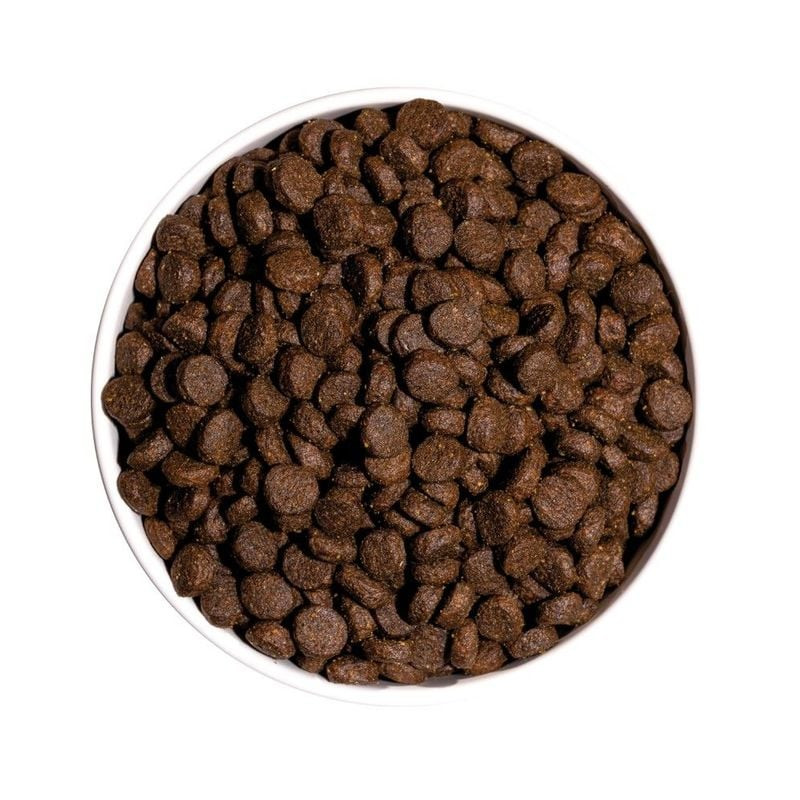 Gros plan sur les croquettes Ownat Grain Free Junior, révélant leur texture et leur forme.