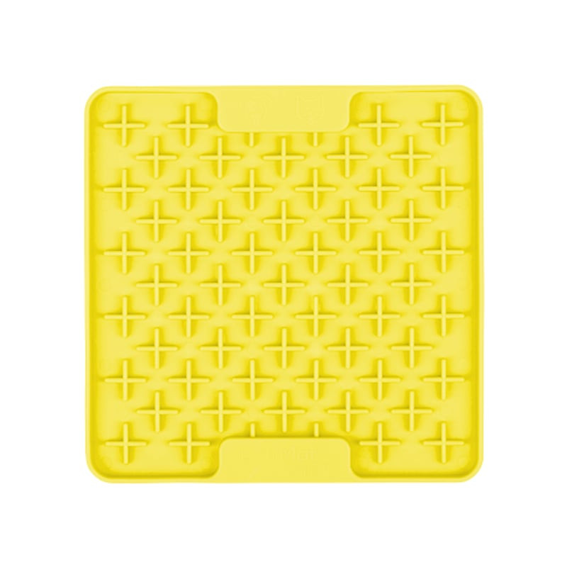 Packshot du tapis de léchage interactif LickiMat Mini Buddy en bleu, avec une surface texturée à mot