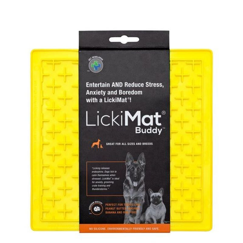 Tapis de léchage texturé LickiMat Buddy Classic pour chats et chiens, motif en croix, 20x20 cm, coul