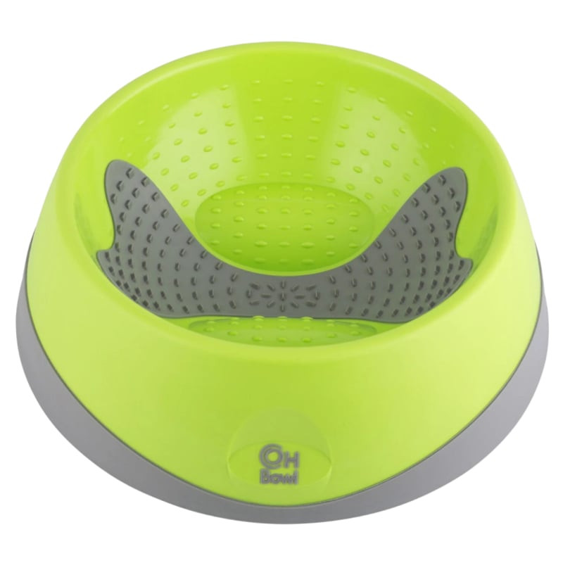 Tapis à lécher LickiMat Oh Bowl Medium vert avec picots en caoutchouc, vue de dessus, sur fond clair