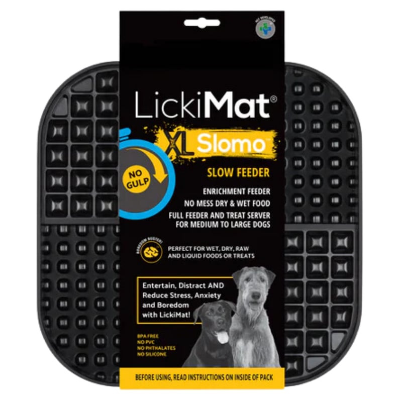 LICKIMAT 1964505 tapis à lécher XXL pour chien, silicone texturé et poches profondes