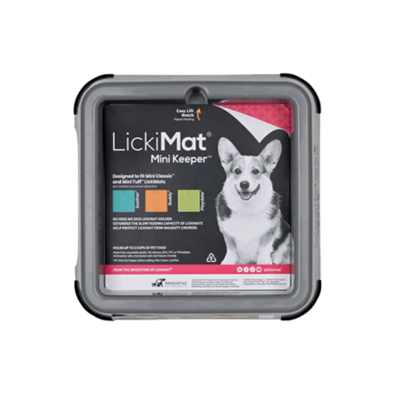 Base anti-dérapante LickiMat Mini Keeper grise pour Mini LickiMats sur une surface propre.
