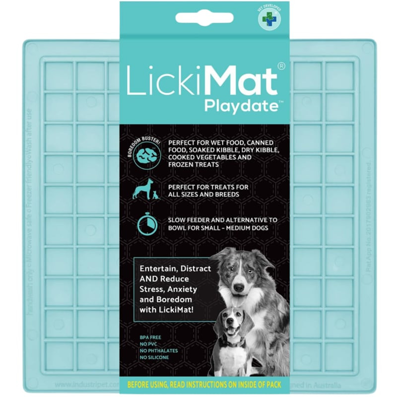 Tapis à lécher LickiMat Playdate Classic couleur menthe, surface texturée pour alimentation lente et