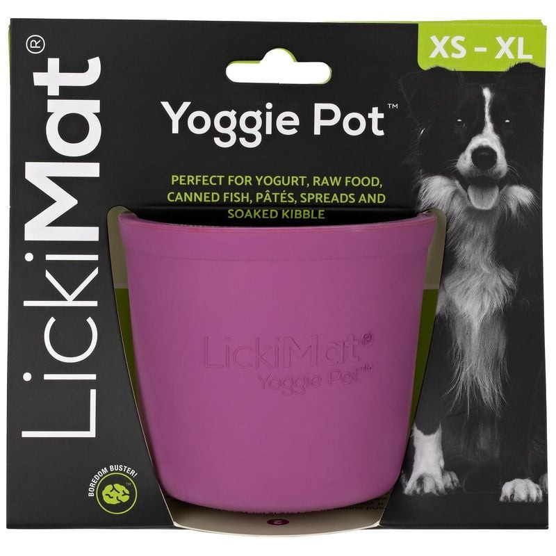 Jouet d'enrichissement en caoutchouc LickiMat Yoggie Pot, vue latérale