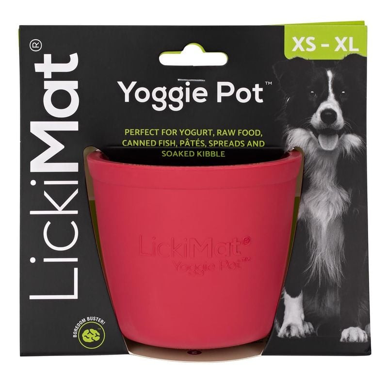 Vue de dessus du LickiMat Yoggie Pot montrant son motif texturé unique pour une alimentation lente
