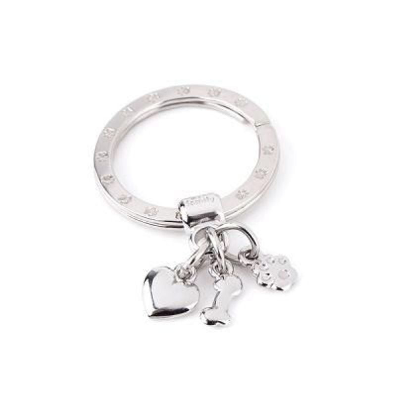 Porte-clés médaillier pour chien MyFamily en alliage métallique argenté, attaché à un collier, avec 