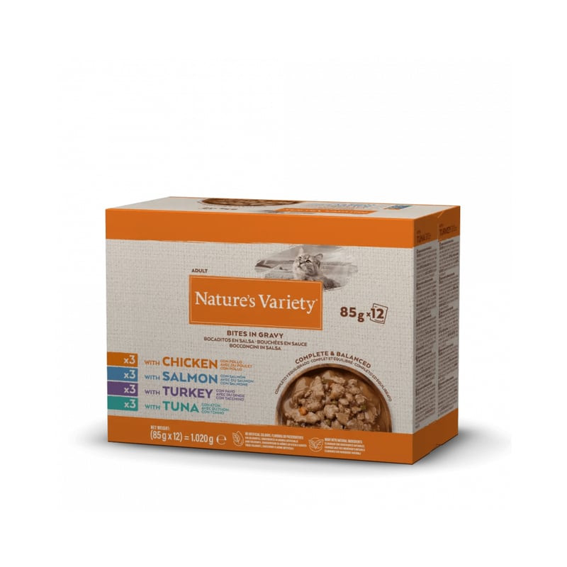 Packshot du multipack 1966901 NATURE'S VARIETY de pâtée pour chat sans céréales avec recettes de pou