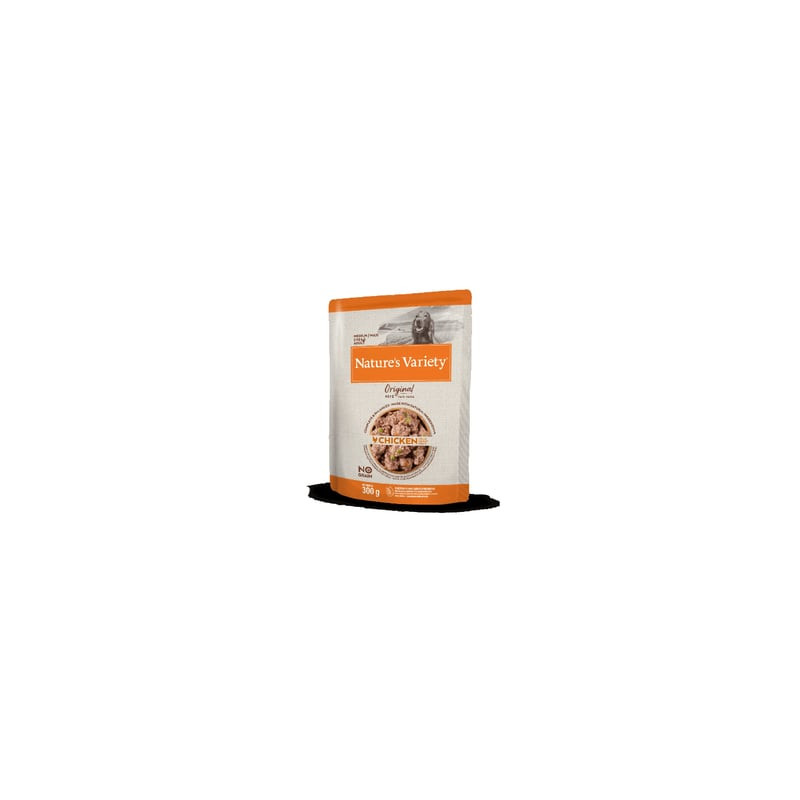 Packshot de la pâtée Nature's Variety pour chien adulte medium au poulet, format 300g.