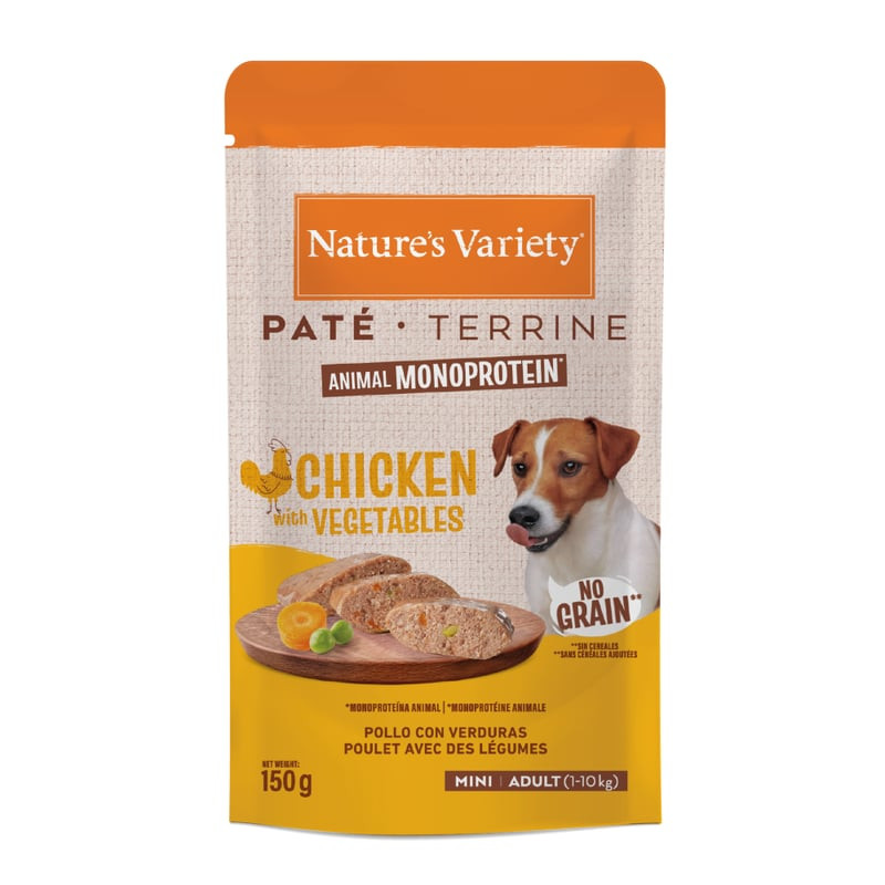 Packshot de l'aliment humide sans céréales au poulet pour chien de petite race Nature's Variety 1966