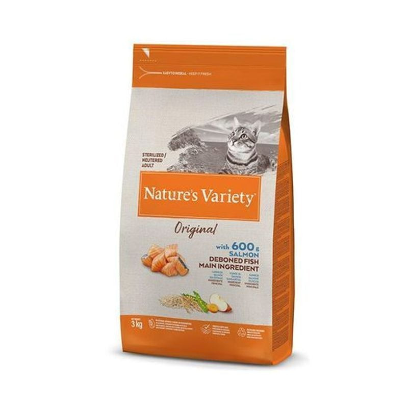 Sac de croquettes pour chat Nature's Variety Original Stérilisé Adulte Saumon, à base de saumon pour