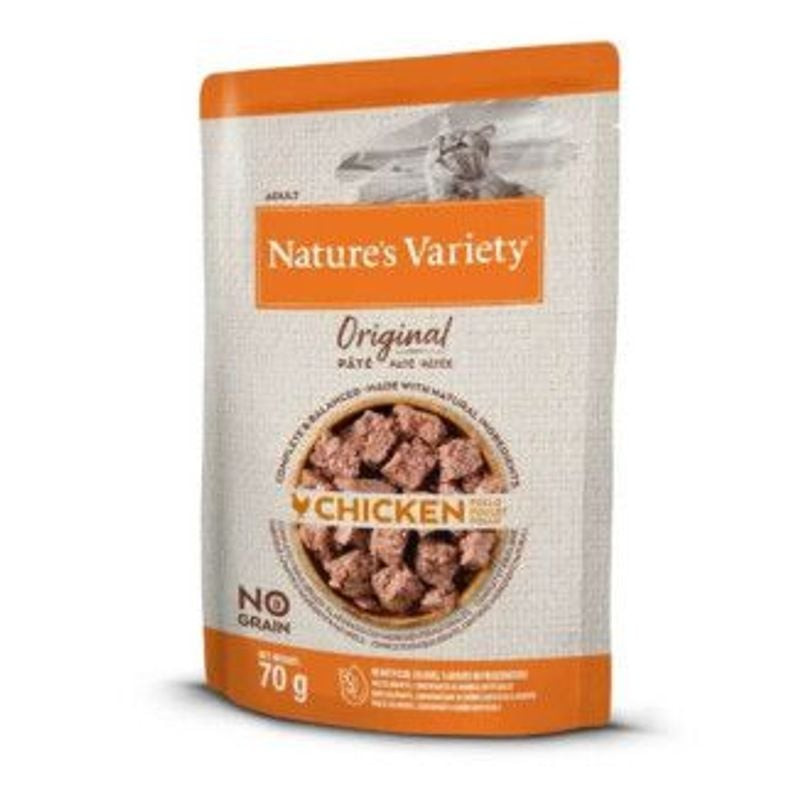 Packshot de la pâtée pour chat adulte au poulet Nature's Variety, montrant une canette avec l'étique