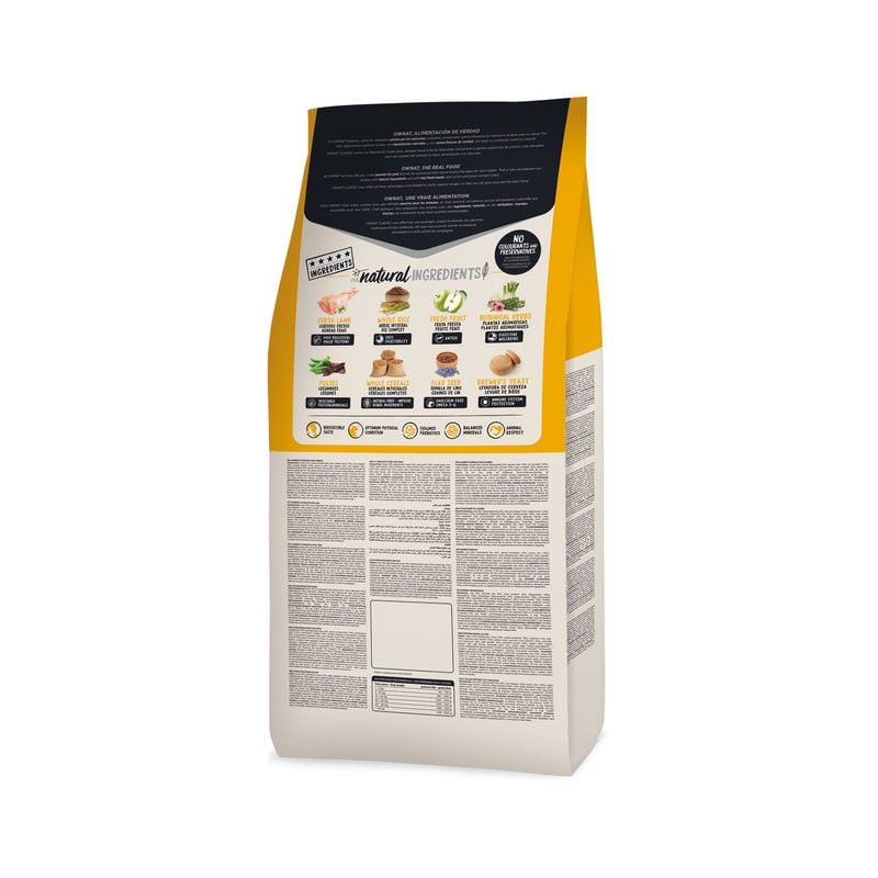 Sac de croquettes Ownat Classic Agneau & Riz, recette naturelle agneau et riz pour chiens sensibles.