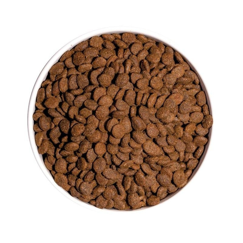 Vue détaillée des croquettes Ownat Grain Free pour chat, montrant la texture et la forme des granule