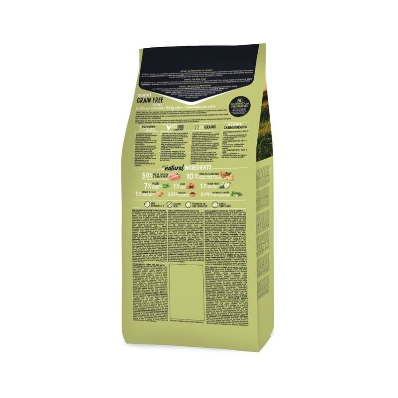 Sac de croquettes Ownat Grain Free Prime Adult Poulet & Dinde, formule sans céréales avec 50% de pou