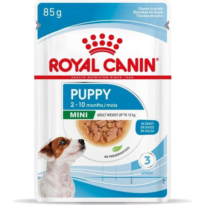 Packshot du produit 1967613, Royal Canin Puppy Mini pâtée pour chiots petites races, emballage avec 