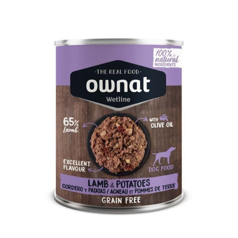 Ownat Grain Free Pâtée Chien Agneau & Patates 395g - Sans Céréales