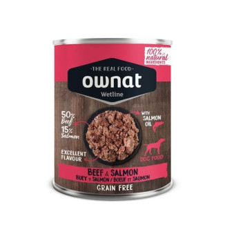 Ownat Pâtée Bœuf & Saumon 395g - Sans Céréales pour Chien