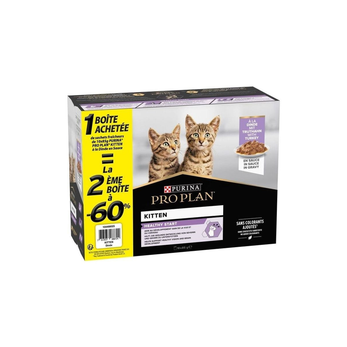 Aliment chaton PRO PLAN : Dinde en sauce, croissance optimale avec DHA