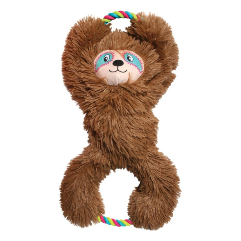 KONG Tuggz Sloth XL : Jouet peluche corde chien - Double squeaker