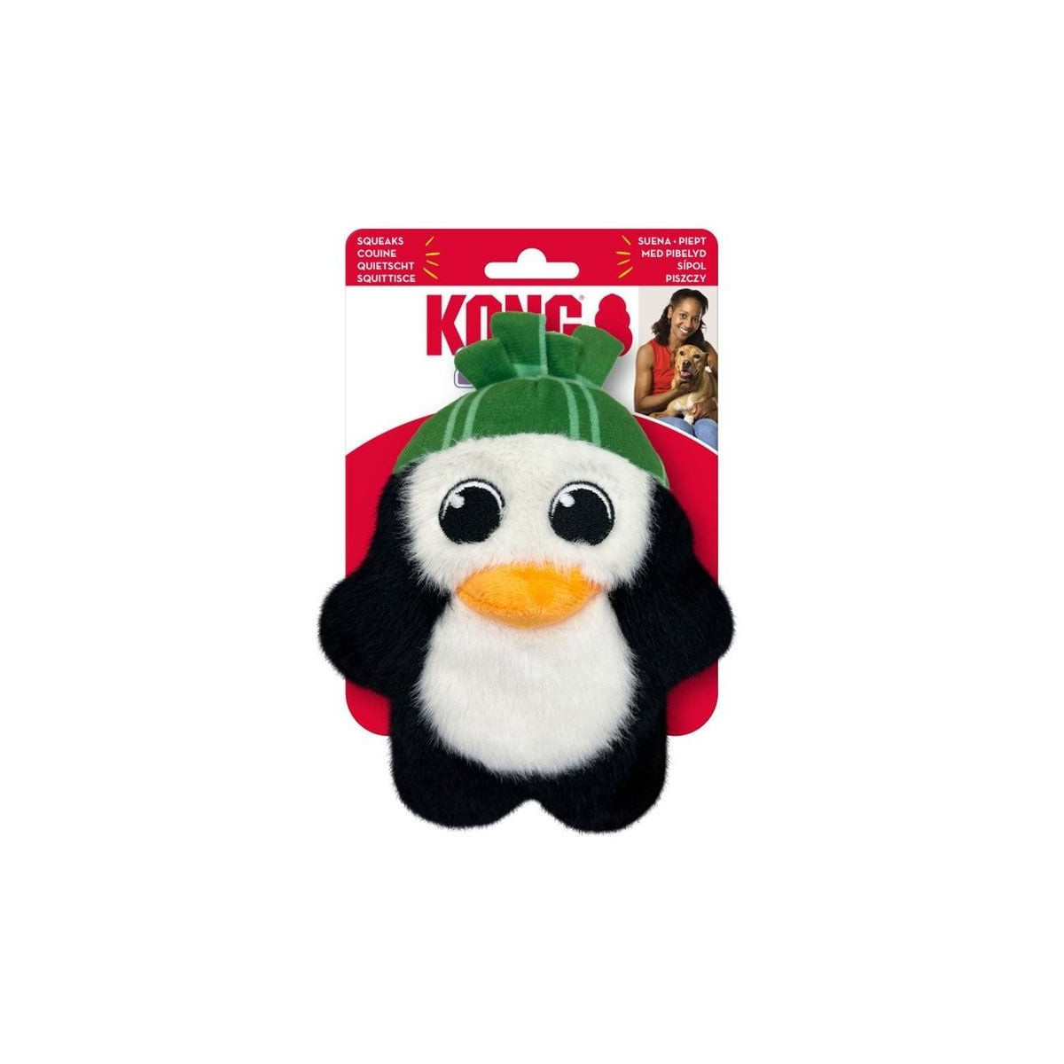 KONG Snuzzles Pingouin S/M : Jouet doux avec sifflet pour chiens