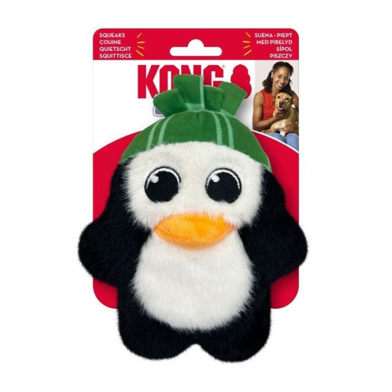 KONG Snuzzles Pingouin S/M : Jouet doux avec sifflet pour chiens
