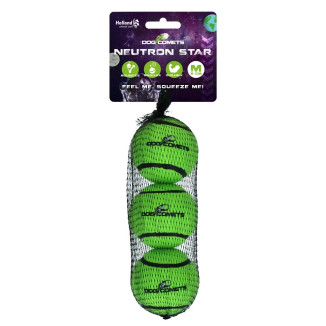 Balles tennis Dog Comets vertes - Set 3 - 6 cm pour chien