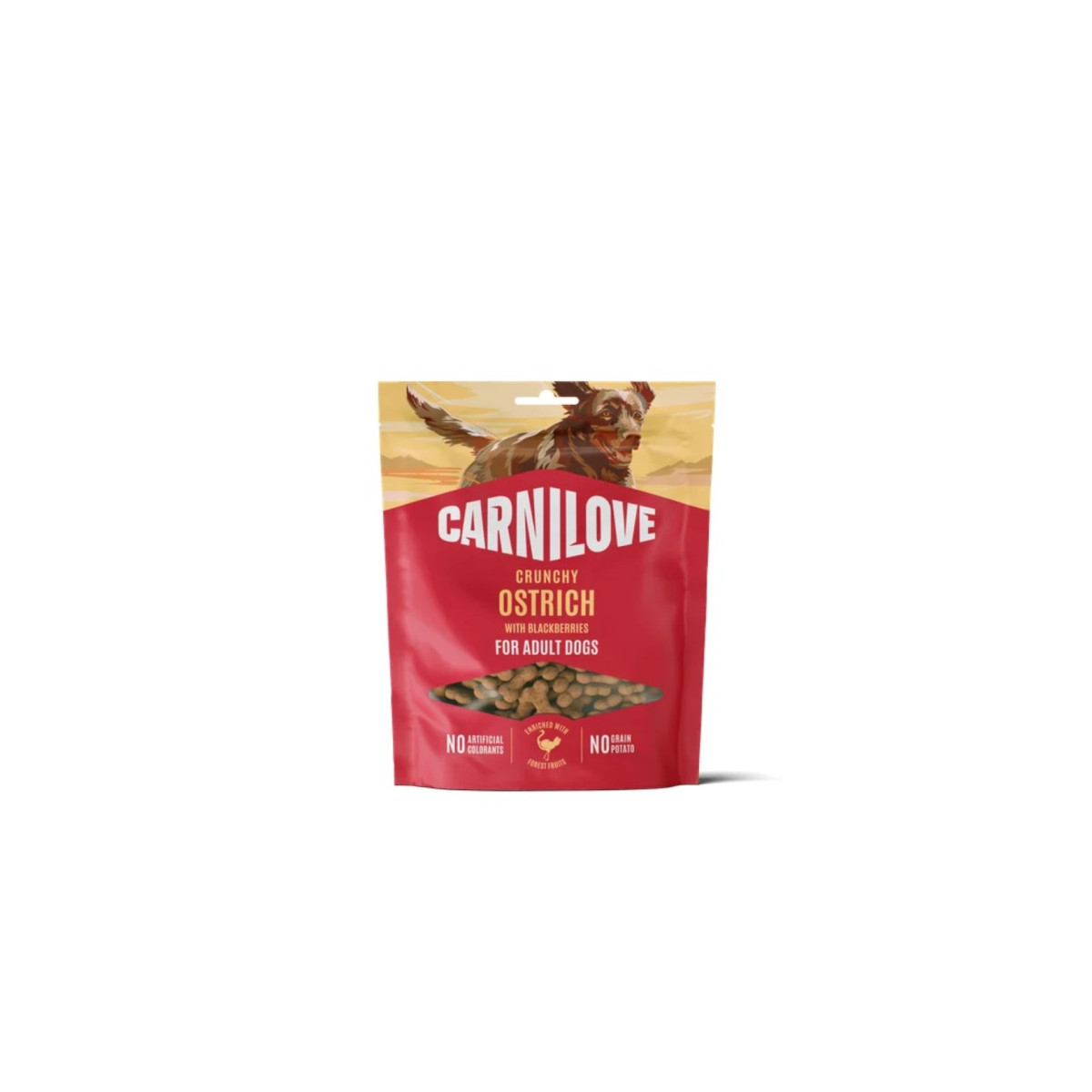 Snacks croustillants Carnilove : Autruche & Mûres pour chien - 200g