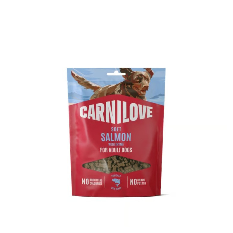 Friandise Saumon-Thym CARNILOVE 200g : Texture tendre pour éducation
