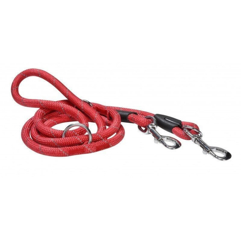 Laisse Croci 3 positions rouge - Contrôle optimal pour chien 180 cm