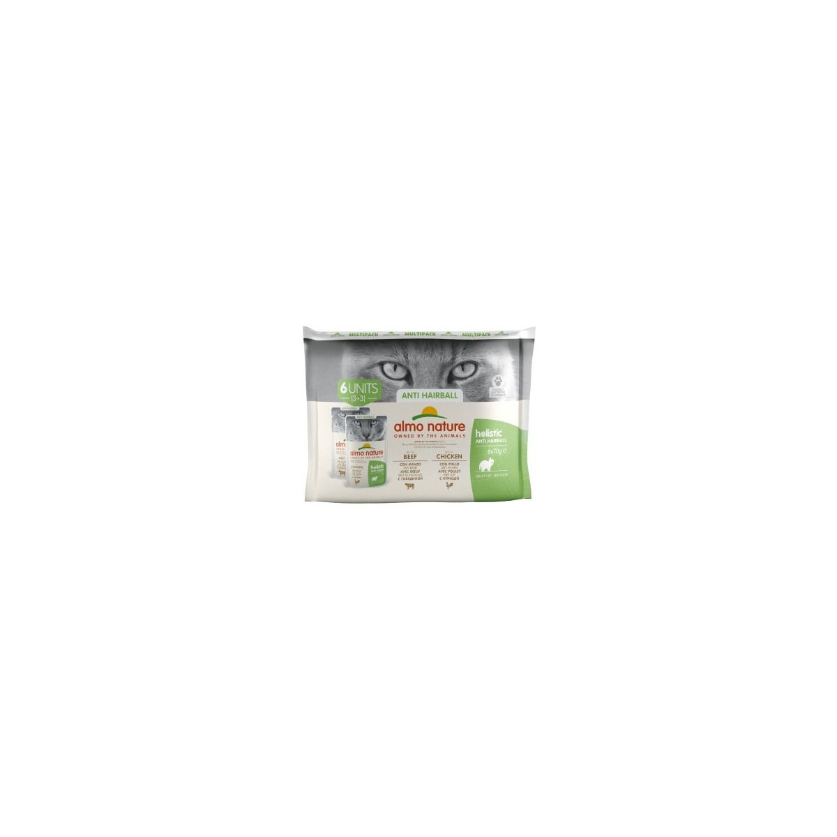 Almo Nature pâtée chat anti-boules de poils bœuf & poulet - 6x70g