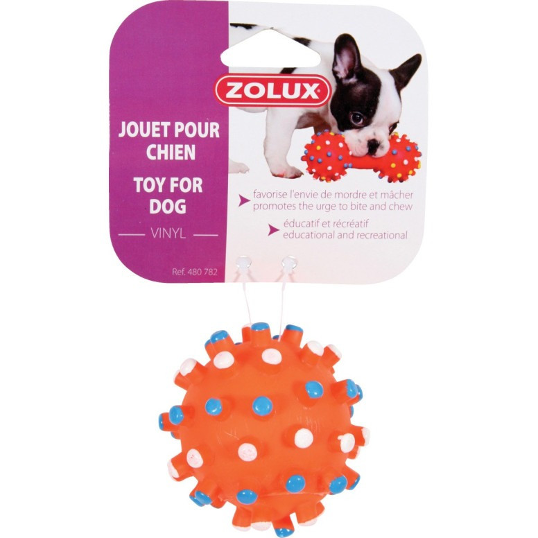 Jouet Zolux balle picot vinyl 7 cm - Hygiène dentaire & jeu pour chien
