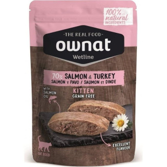 Ownat Grain Free Pâtée Chaton : Saumon & Dinde 85g Sans Céréales