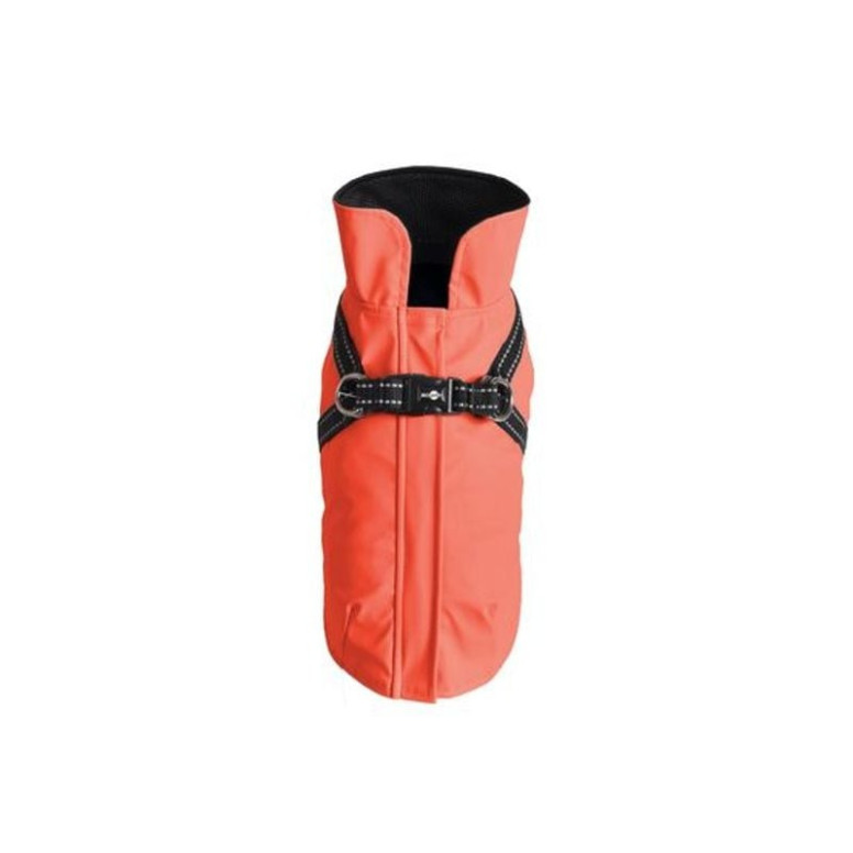 Manteau Croci chien corail : imperméable néoprène, harnais sécurisé