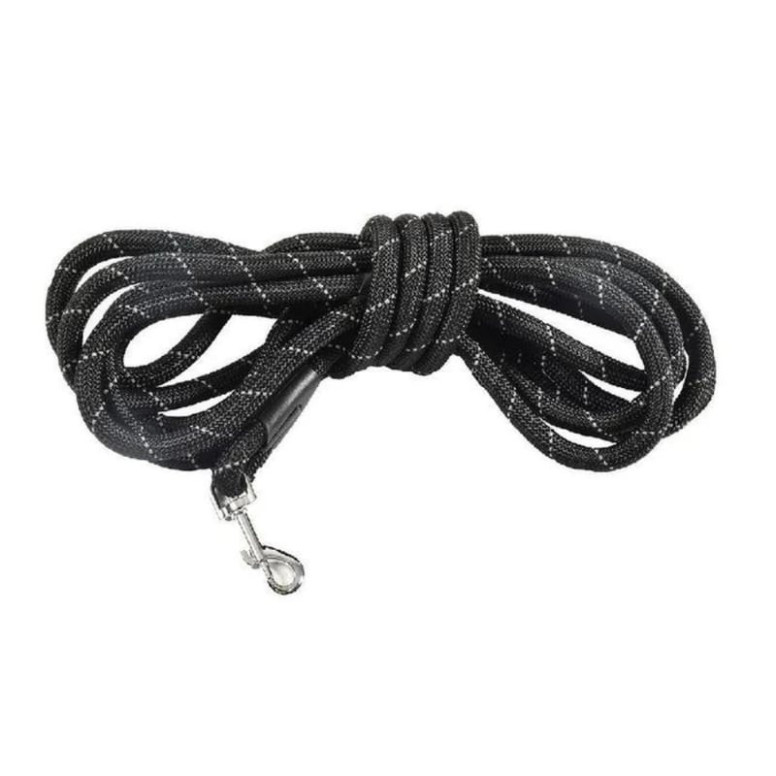 Longe Croci Rando Walk 5m - Nylon noir ultra-résistant pour chien