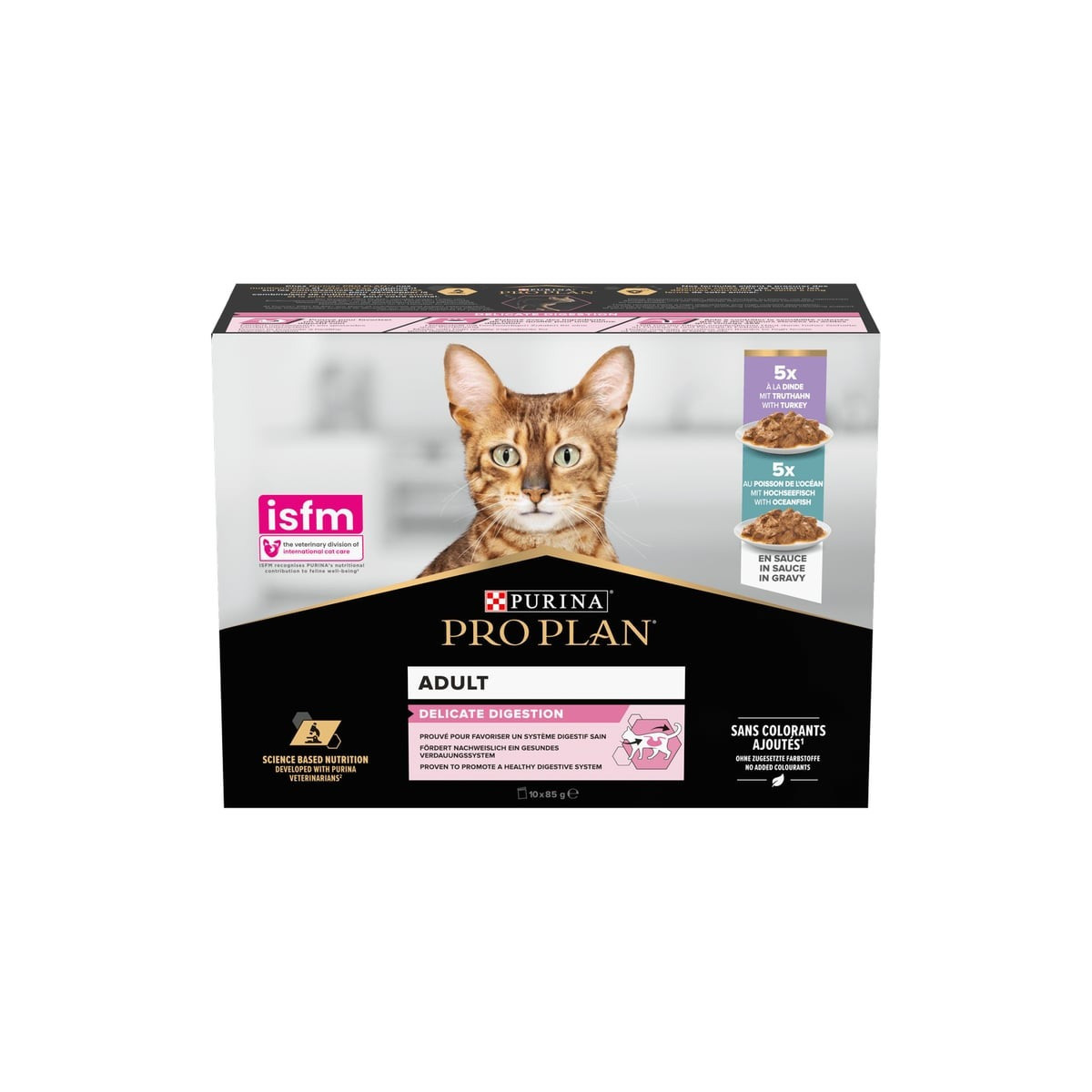 Pâtée Pro Plan Chat - Digestion Sensible Dinde & Poisson 10x85g