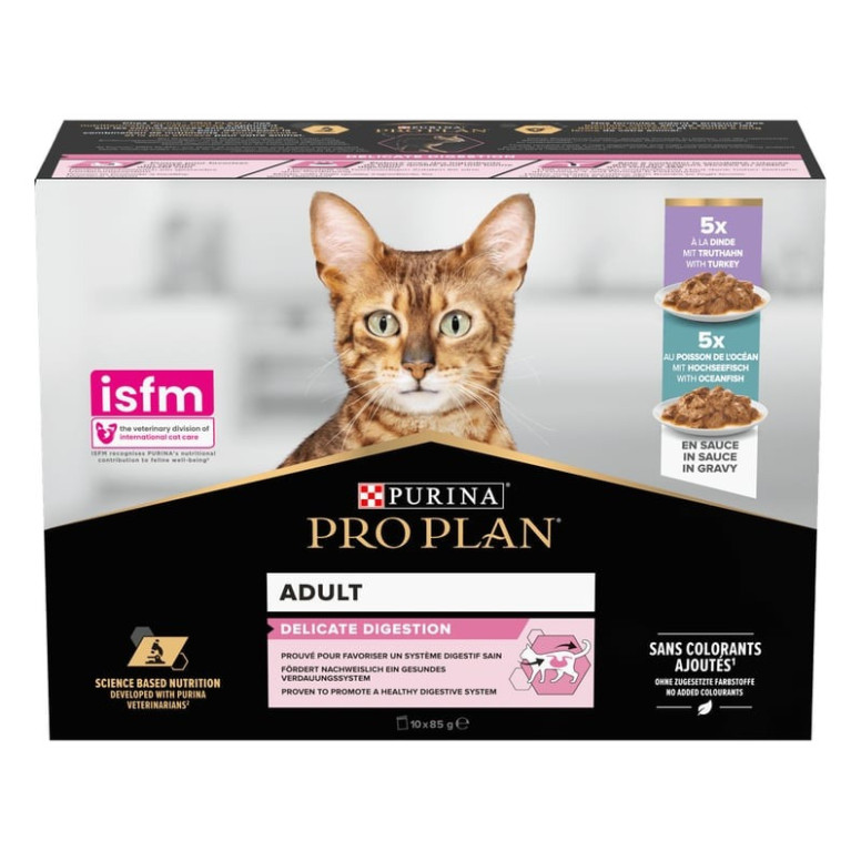 Pâtée Pro Plan Chat - Digestion Sensible Dinde & Poisson 10x85g