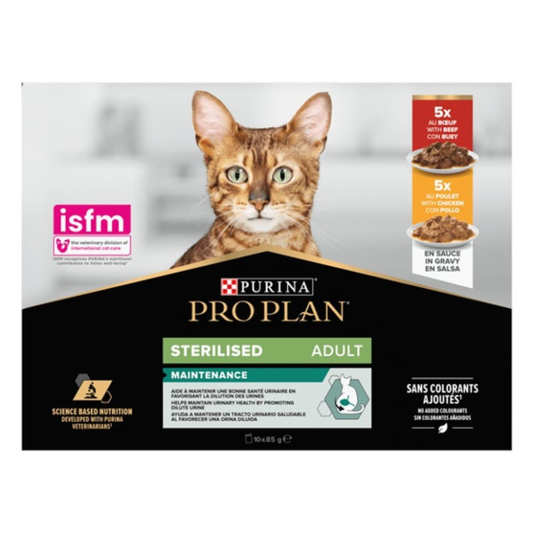 Pro Plan pâtée chat stérilisé bœuf-poulet 850g - Santé urinaire