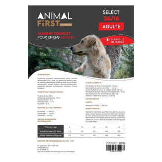 Animal First croquettes poulet-riz 26% protéines - Santé optimale
