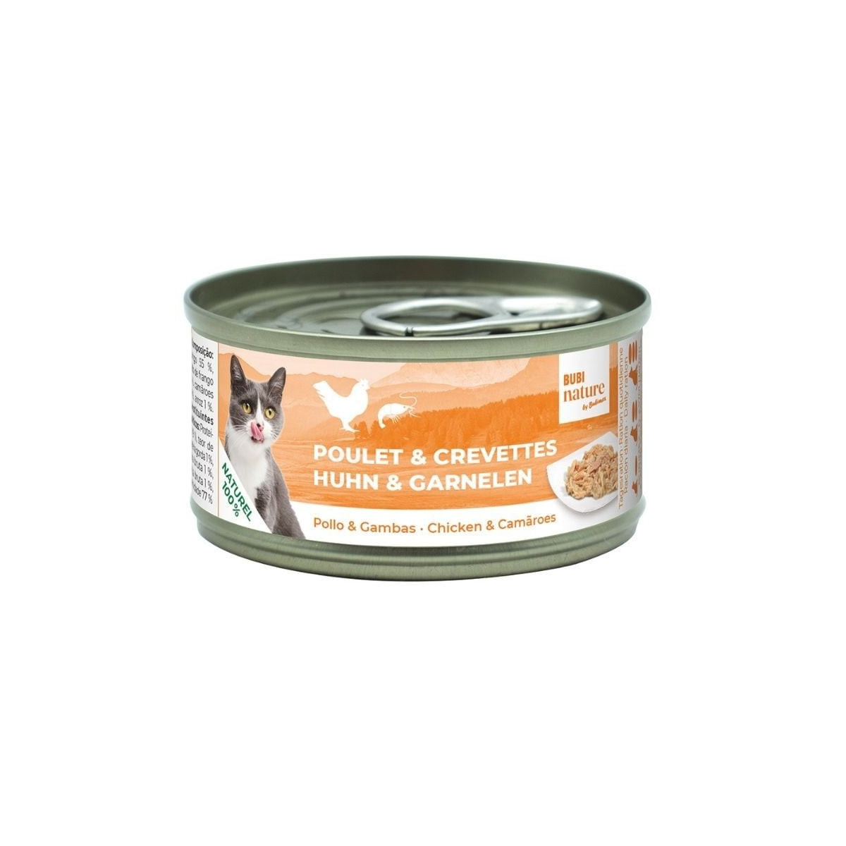 Pâtée Bubimex chat : poulet & crevettes 140g, naturel et savoureux