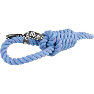 Jouet corde Duvo bleu - 2 boucles pour chien - Robuste et ludique
