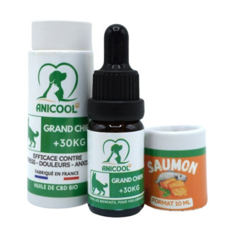 Complément ANICOOL Huile Chanvre 10% Saumon 30ml - Grands Chiens