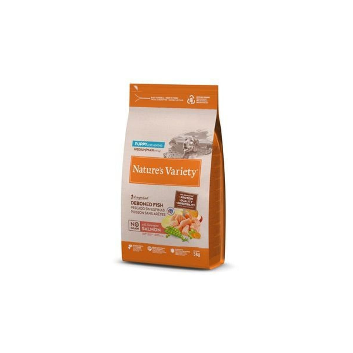 Croquettes Chiot Saumon Nature's Variety 3kg - Sans Céréales & Oméga-3